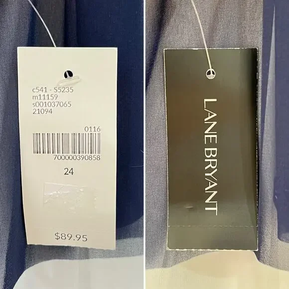 NWT Lane Bryant Cascade Striped Maxi Dress Chiffon Multicolor Cross Back Size 24 - Picture 12 of 14